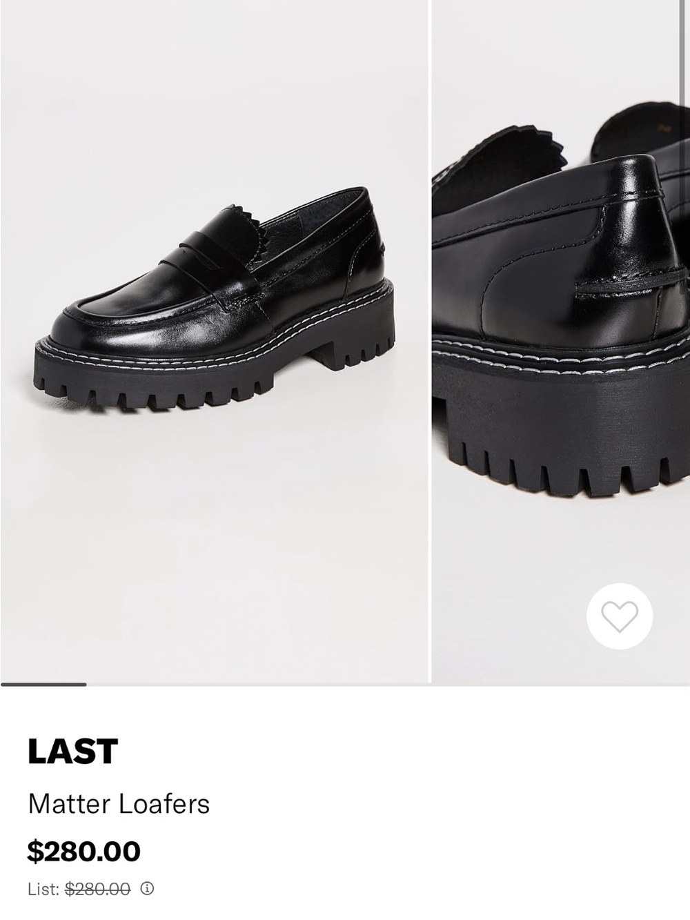 LAST Matter Black Leather Platform Loafers - Size 38